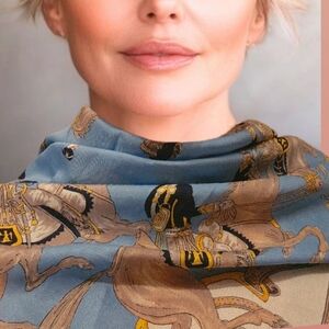 Equestrian French Military Vintage Scarf / Foulard.  Patricia Paris.